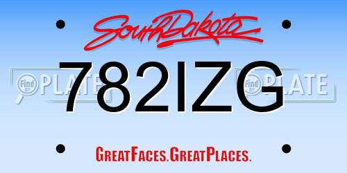 782IZG South Dakota License Plate