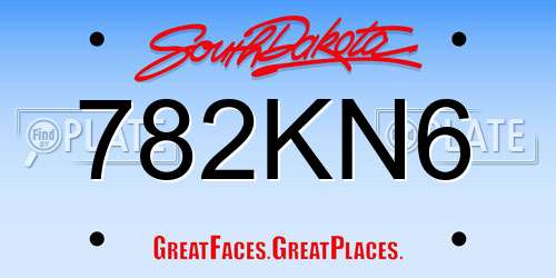 782KN6 South Dakota License Plate