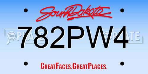 782PW4 South Dakota License Plate