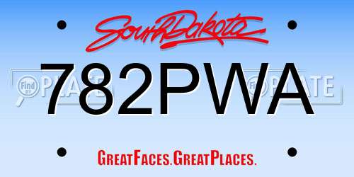 782PWA South Dakota License Plate