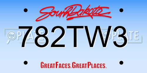 782TW3 South Dakota License Plate