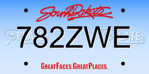 782ZWE South Dakota License Plate