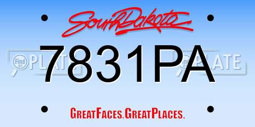 7831PA South Dakota License Plate