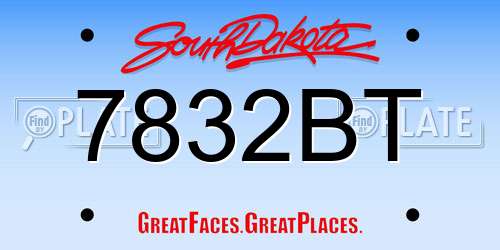 7832BT South Dakota License Plate