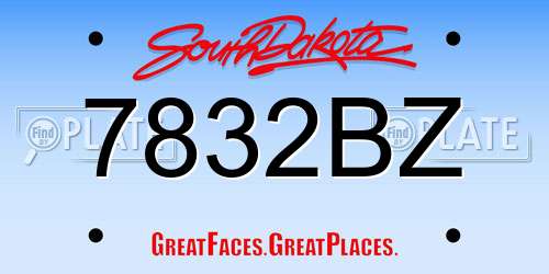7832BZ South Dakota License Plate