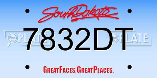 7832DT South Dakota License Plate