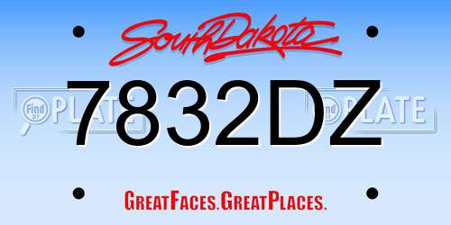 7832DZ South Dakota License Plate