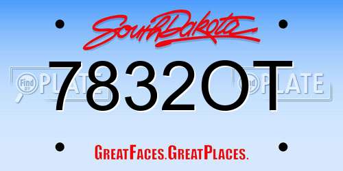 7832OT South Dakota License Plate