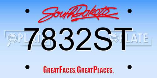 7832ST South Dakota License Plate