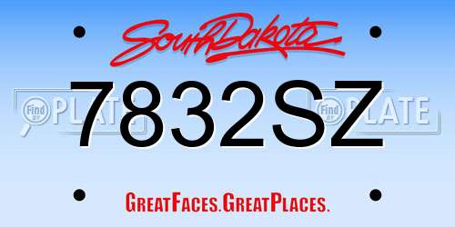 7832SZ South Dakota License Plate