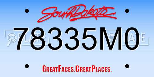 78335M0 South Dakota License Plate