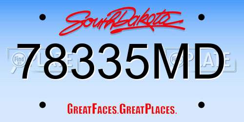 78335MD South Dakota License Plate