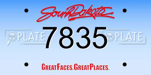 7835 South Dakota License Plate