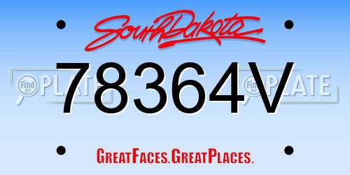 78364V South Dakota License Plate