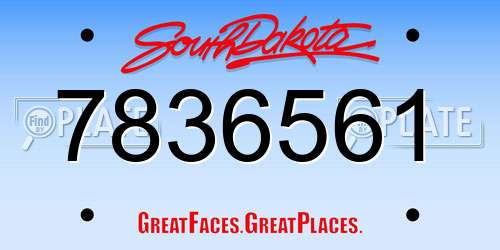 7836561 South Dakota License Plate