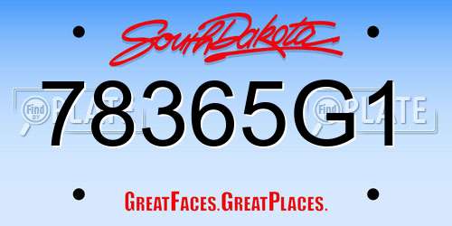 78365G1 South Dakota License Plate