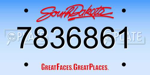 7836861 South Dakota License Plate