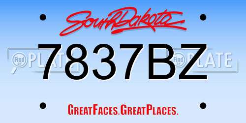 7837BZ South Dakota License Plate