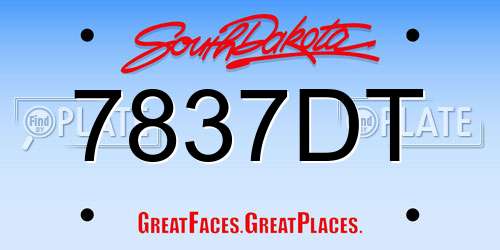 7837DT South Dakota License Plate