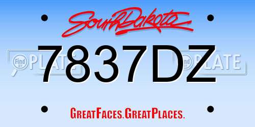 7837DZ South Dakota License Plate