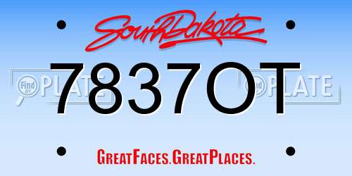 7837OT South Dakota License Plate