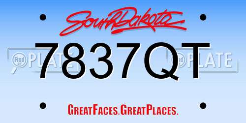 7837QT South Dakota License Plate
