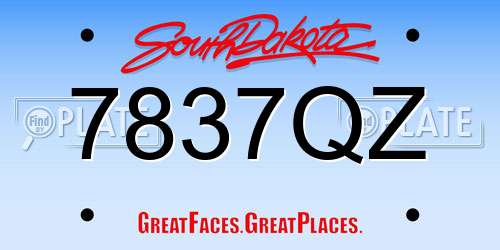 7837QZ South Dakota License Plate