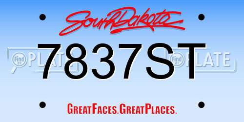 7837ST South Dakota License Plate