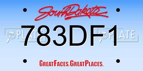 783DF1 South Dakota License Plate