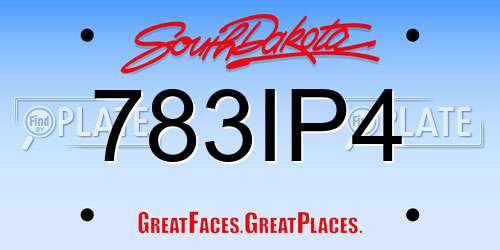 783IP4 South Dakota License Plate