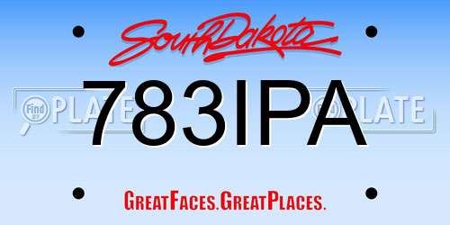 783IPA South Dakota License Plate