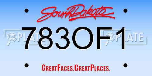 783OF1 South Dakota License Plate