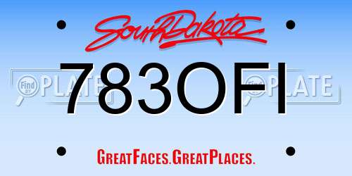 783OFI South Dakota License Plate