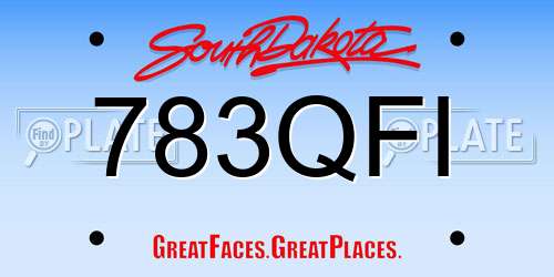 783QFI South Dakota License Plate