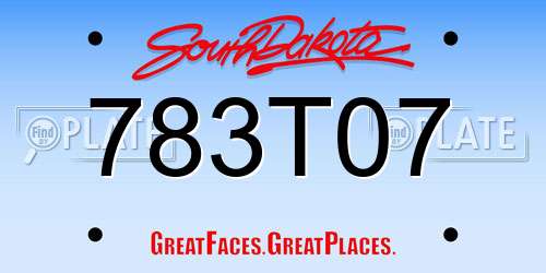 783T07 South Dakota License Plate