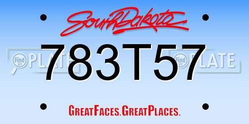 783T57 South Dakota License Plate
