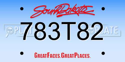 783T82 South Dakota License Plate