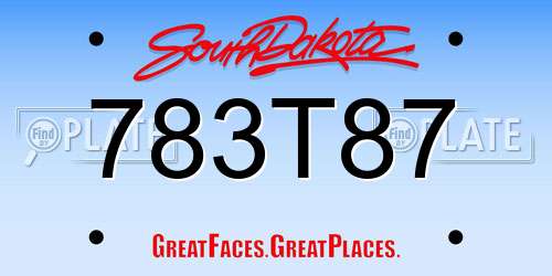 783T87 South Dakota License Plate
