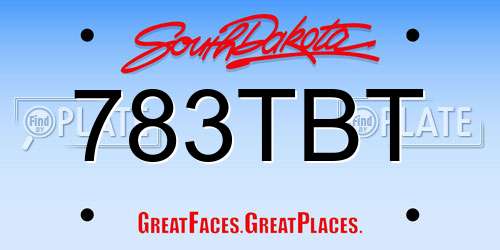 783TBT South Dakota License Plate