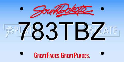 783TBZ South Dakota License Plate