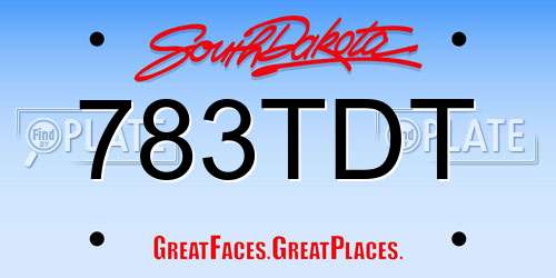 783TDT South Dakota License Plate