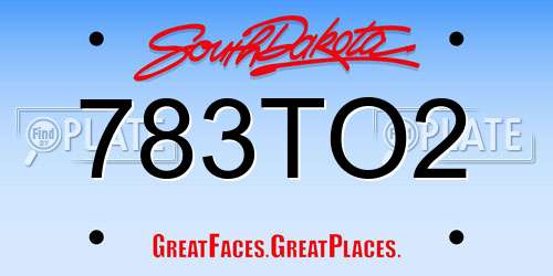 783TO2 South Dakota License Plate