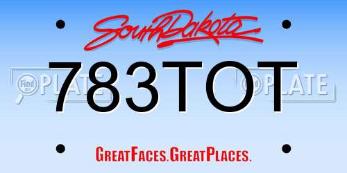 783TOT South Dakota License Plate