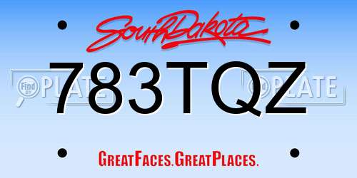 783TQZ South Dakota License Plate