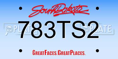 783TS2 South Dakota License Plate