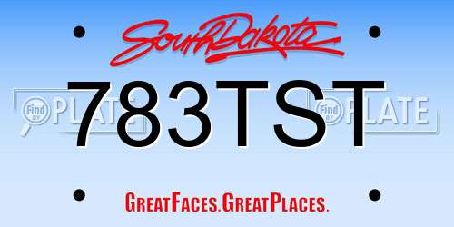 783TST South Dakota License Plate