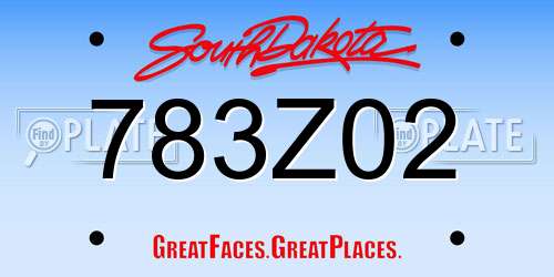 783Z02 South Dakota License Plate
