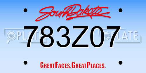 783Z07 South Dakota License Plate
