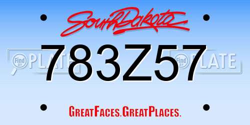 783Z57 South Dakota License Plate