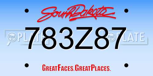 783Z87 South Dakota License Plate